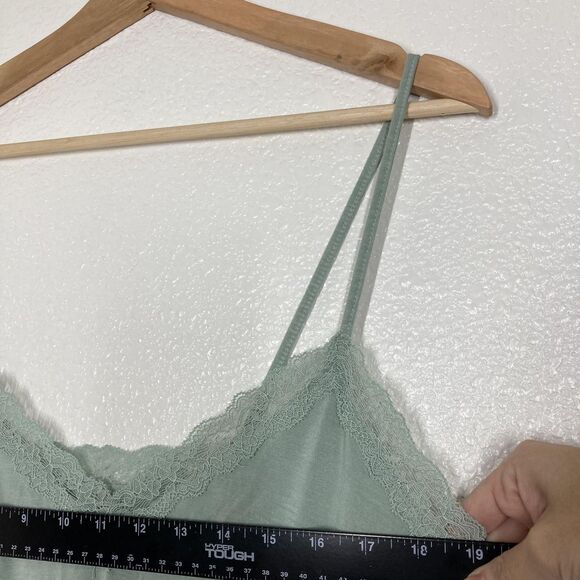 Y2K American Eagle Soft & Sexy Cami Tank Top Medium Green Lace Trim Twist Hem - Picture 9 of 13